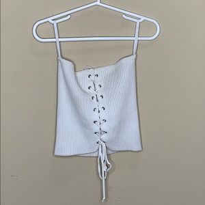 White lace up tube top